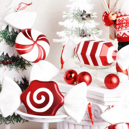 1 or 4-Piece Large Red Candy Cane Christmas Ball Ornaments – Hanging Tree Pendants for Holiday Décor & Gifting (2025 Edition)
