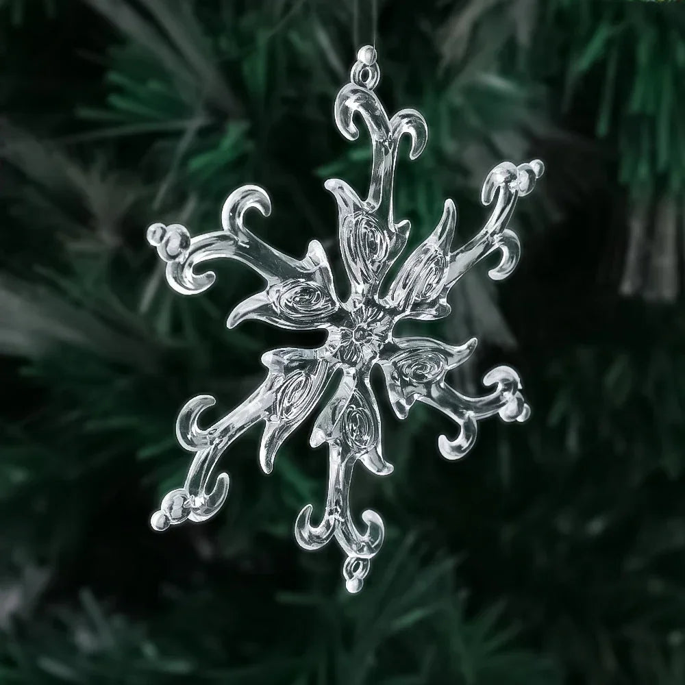10-Piece Acrylic Snowflake Pendants – Transparent Crystal Ornaments for Christmas Tree & New Year Home Décor (2025 Edition)