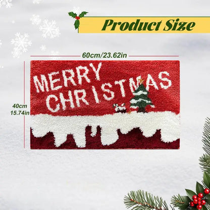Christmas Door Mat – Santa & Gingerbread Holiday Welcome Rug for Indoor/Outdoor Home Décor
