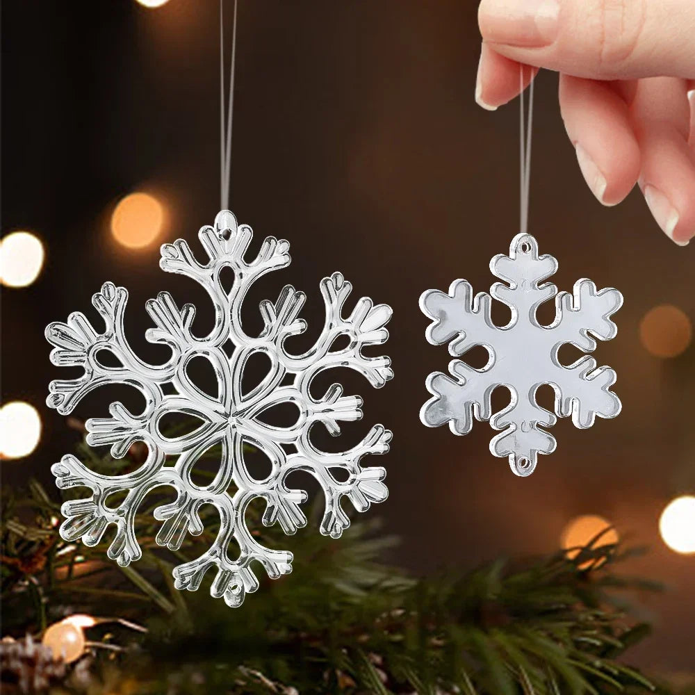 10-Piece Acrylic Snowflake Pendants – Transparent Crystal Ornaments for Christmas Tree & New Year Home Décor (2025 Edition)