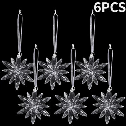 2/12-Piece Acrylic Snowflake & Icicle Ornaments – Crystal Clear Christmas Tree Pendants for Holiday & Winter Party Décor (2025 Edition)