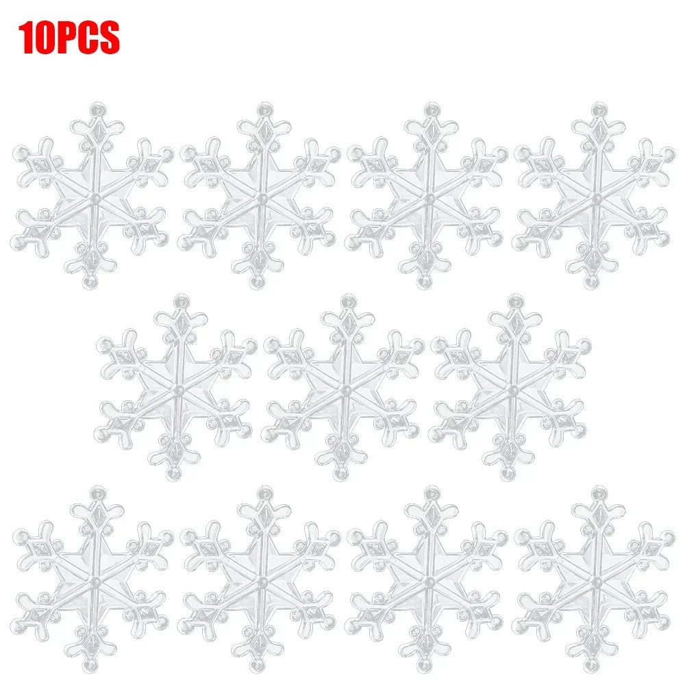10-Piece Acrylic Snowflake Pendants – Transparent Crystal Ornaments for Christmas Tree & New Year Home Décor (2025 Edition)