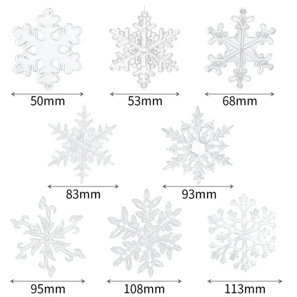 10-Piece Acrylic Snowflake Pendants – Transparent Crystal Ornaments for Christmas Tree & New Year Home Décor (2025 Edition)