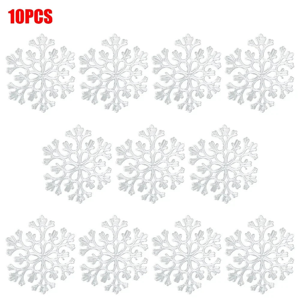 10-Piece Acrylic Snowflake Pendants – Transparent Crystal Ornaments for Christmas Tree & New Year Home Décor (2025 Edition)