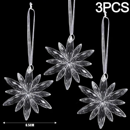 2/12-Piece Acrylic Snowflake & Icicle Ornaments – Crystal Clear Christmas Tree Pendants for Holiday & Winter Party Décor (2025 Edition)