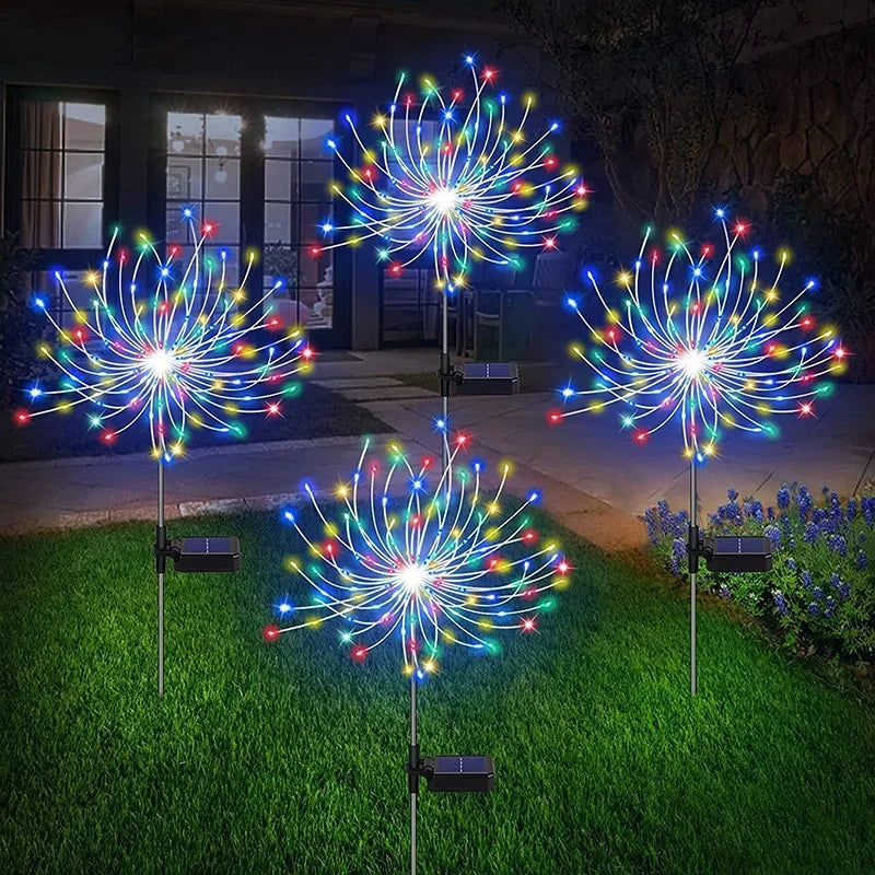 Solar Firework Fairy Lights – 1/2/4-Pack Outdoor LED Garden Decoration with 2 Modes for Christmas, Weddings & Pathway Lighting (2025 Edition)