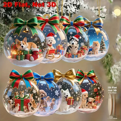 8‑Piece Christmas Wooden Dog Ornaments – Cute 2D Hanging Pendants for Home, Window & Party Décor