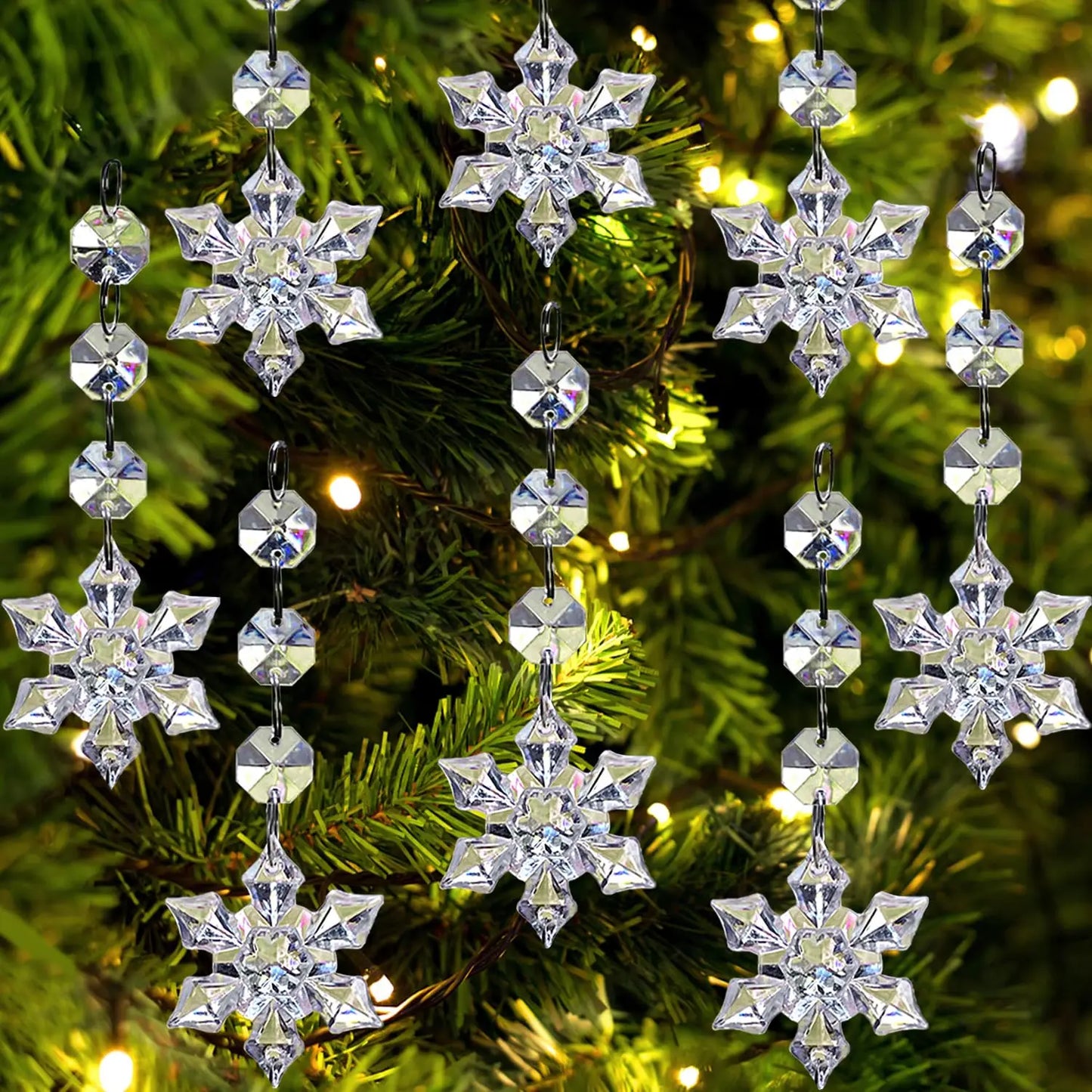 10/20/30 Clear Acrylic Snowflake Ornaments – Crystal Christmas Tree Decorations for Hanging & Holiday Styling (2025 Edition)