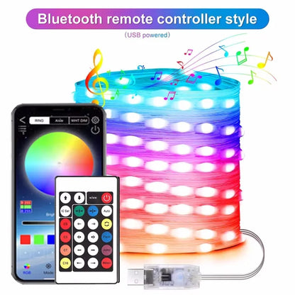 Dreamcolor Bluetooth LED Fairy Lights – RGBIC USB Garland for Christmas Tree, Wedding & Party Décor (2M–40M, IP65 Waterproof)
