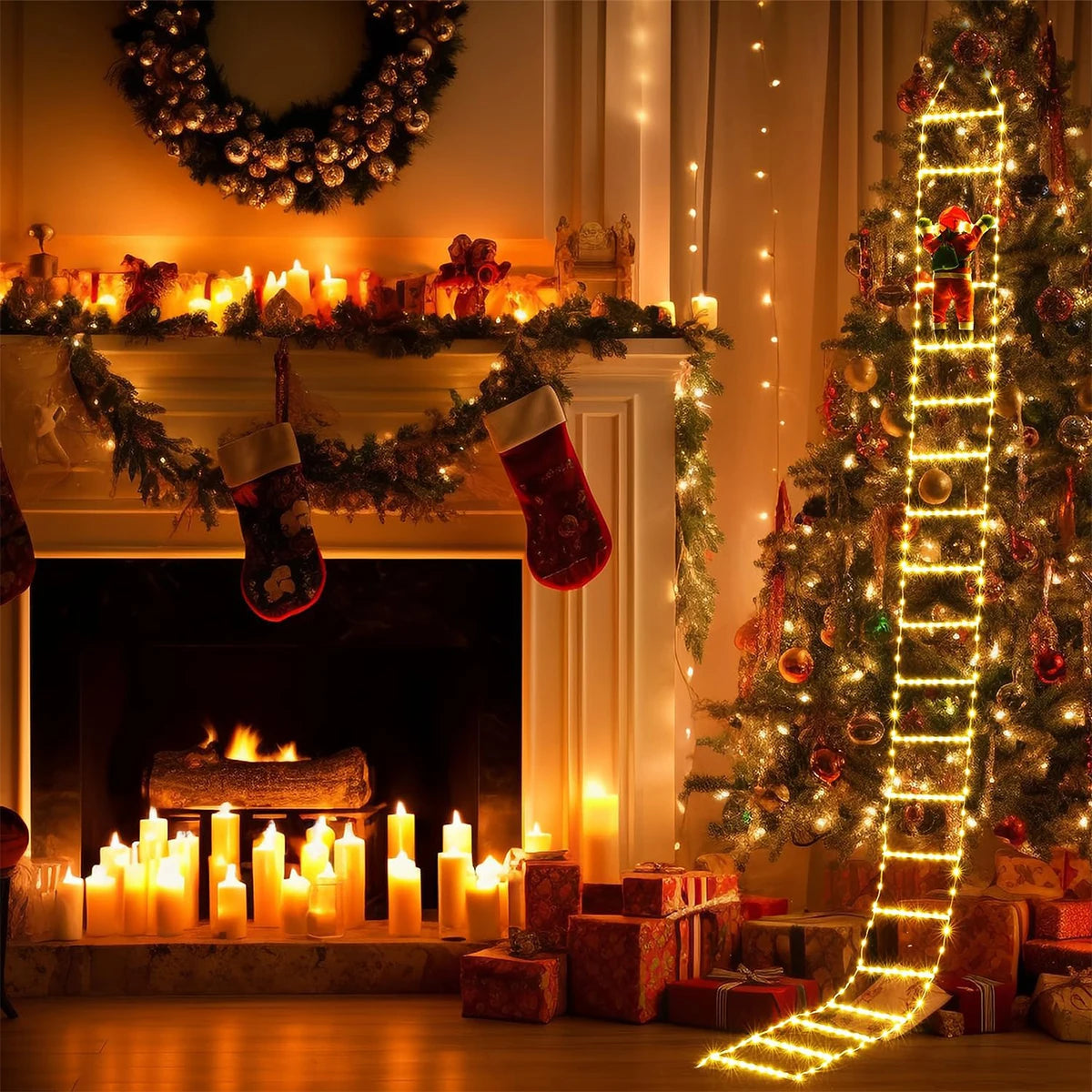 3M Santa Claus Climbing Ladder Decoration – Warm Light & Multicolour Festive Display for Indoor/Outdoor Christmas & New Year Styling (2025 Edition)