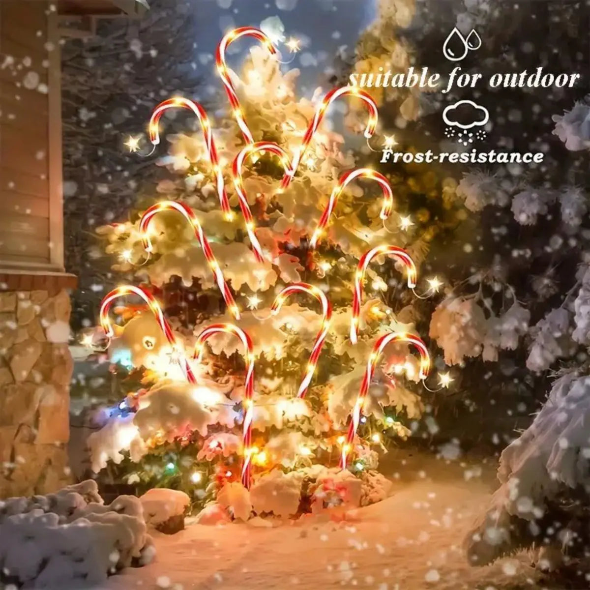 8pcs Solar Candy Cane Garden Lights – Waterproof LED Holiday Pathway Lights with 8 Functions for Christmas & New Year Décor (2025 Edition)