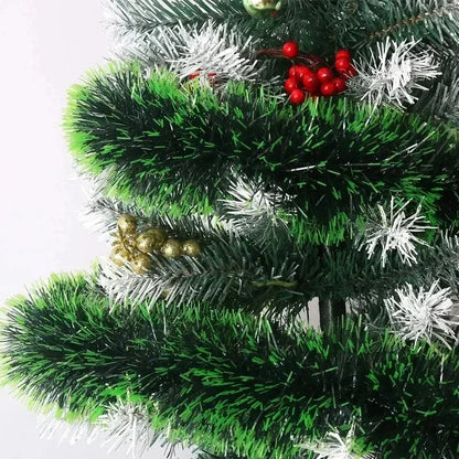 2–60M Green Christmas Tinsel Garland – Weather-Resistant Ribbon with Optional Pinecones, Berries & Lights for Indoor/Outdoor Holiday Décor (2025 Edition)