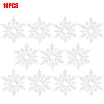 10-Piece Acrylic Snowflake Pendants – Transparent Crystal Ornaments for Christmas Tree & New Year Home Décor (2025 Edition)