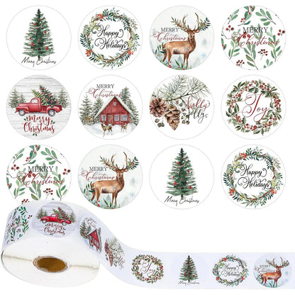 100–500 Christmas Stickers – Round Paper Labels (2.5cm) for Bedroom Décor, Gift Boxes & Festive Styling (2025 Edition)