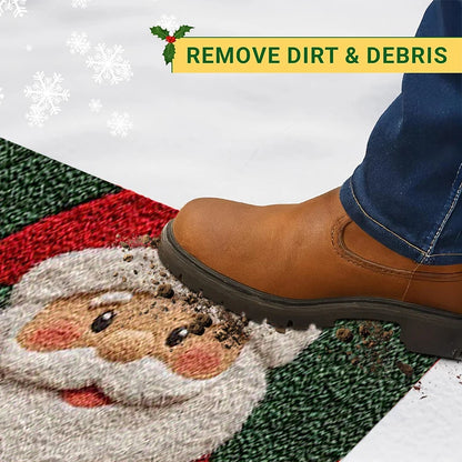 Christmas Door Mat – Santa & Gingerbread Holiday Welcome Rug for Indoor/Outdoor Home Décor