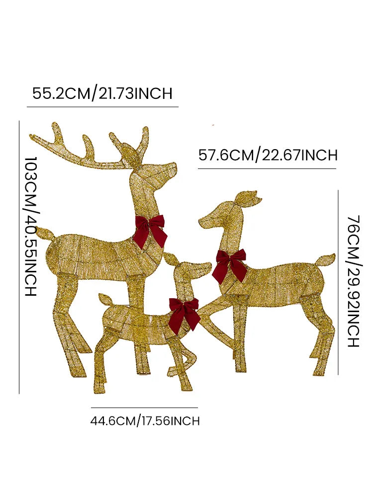 3-Piece Light-Up Iron Reindeer Set – Handmade Christmas Garden Ornaments with LED Lights for Outdoor Décor (2025 Edition)