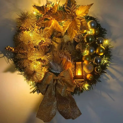 Red & Gold Christmas Wreath – 30–45cm Garland for Front Door, Window & Wall Décor (2025 Edition)