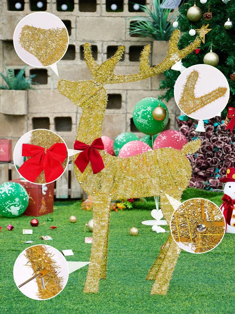 3-Piece Light-Up Iron Reindeer Set – Handmade Christmas Garden Ornaments with LED Lights for Outdoor Décor (2025 Edition)