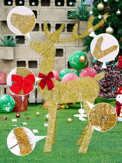 3-Piece Light-Up Iron Reindeer Set – Handmade Christmas Garden Ornaments with LED Lights for Outdoor Décor (2025 Edition)