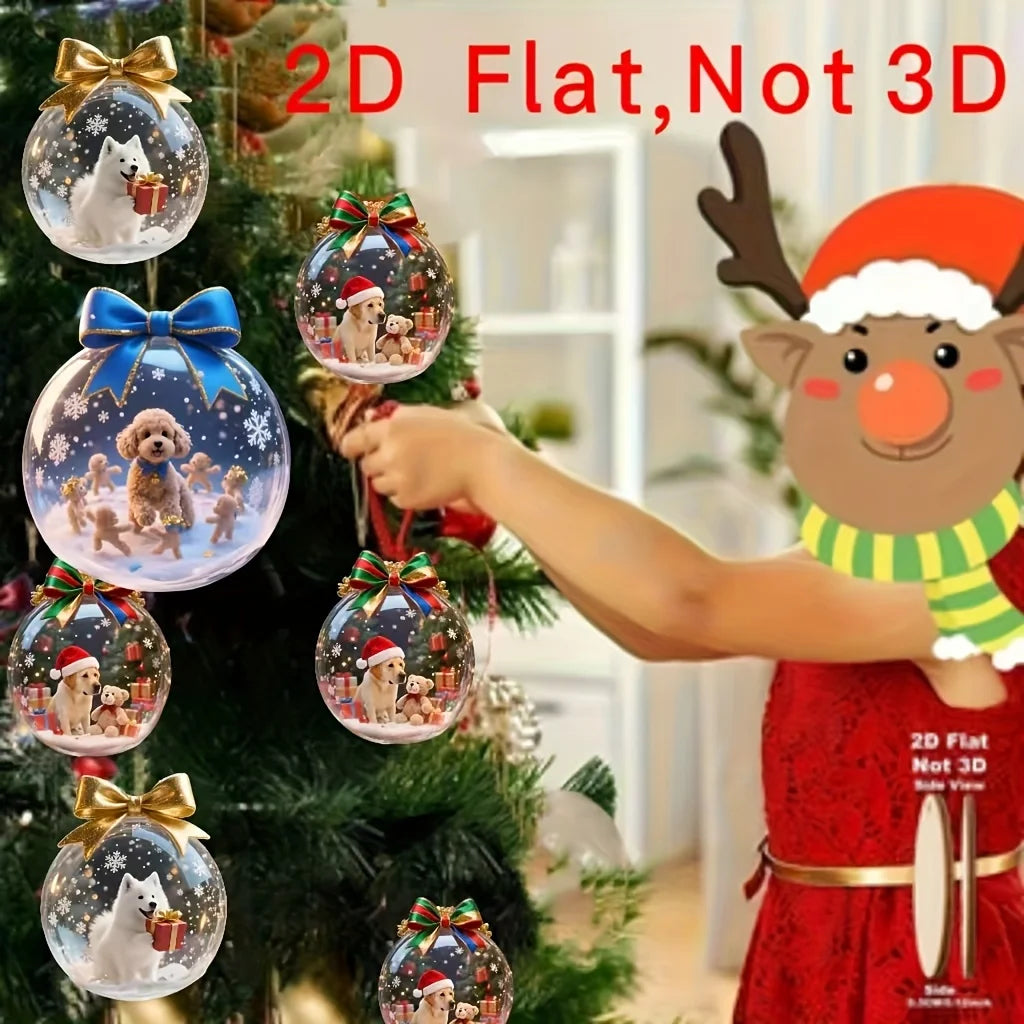 8‑Piece Christmas Wooden Dog Ornaments – Cute 2D Hanging Pendants for Home, Window & Party Décor