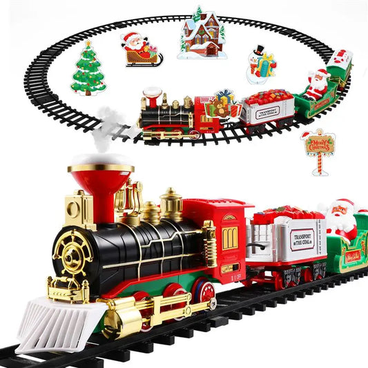 Electric Christmas Train Set – Steam Engine Toy with Sound, Lights & Railway Tracks for Kids’ Gifts & Tree Decorations (2025 Edition)