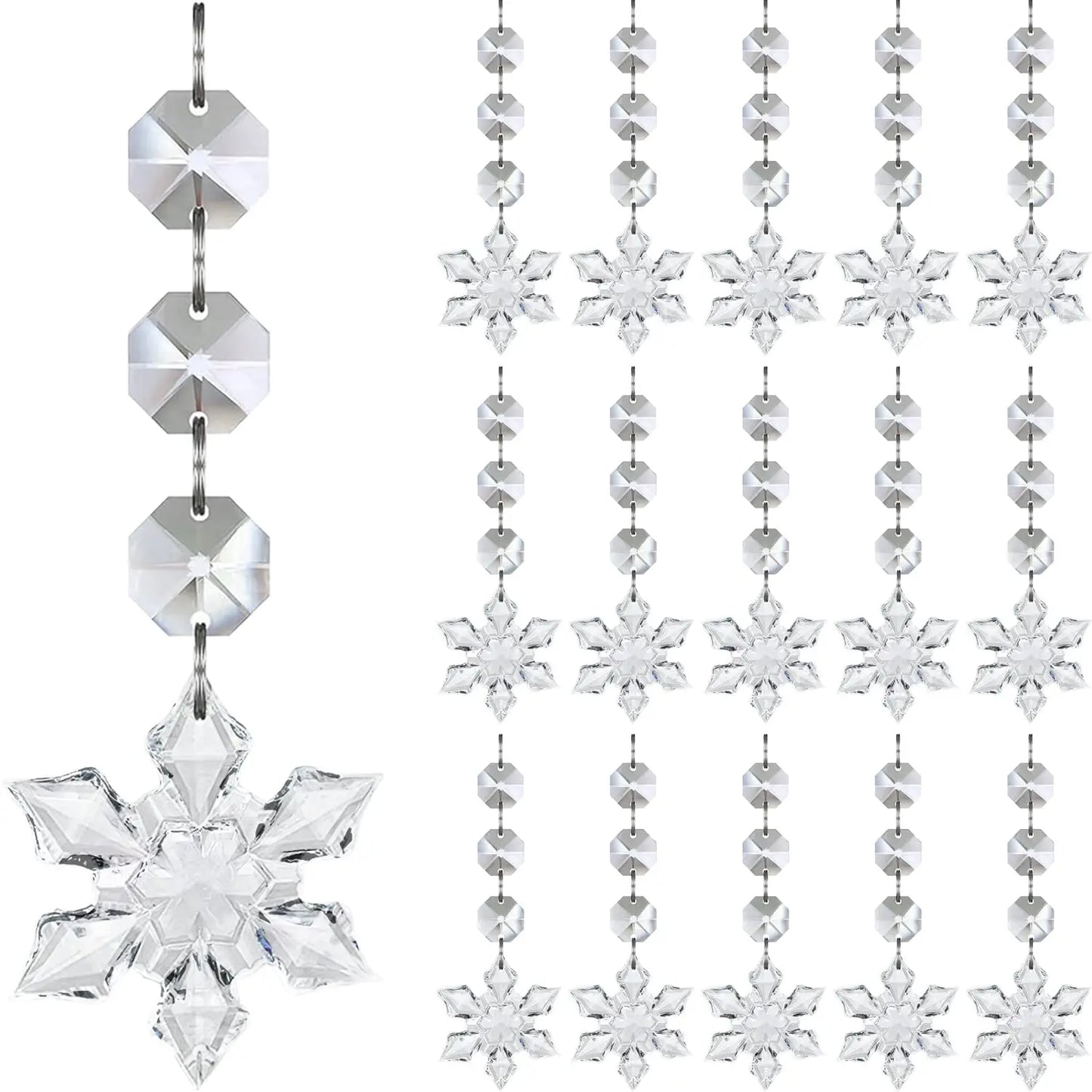 10/20/30 Clear Acrylic Snowflake Ornaments – Crystal Christmas Tree Decorations for Hanging & Holiday Styling (2025 Edition)