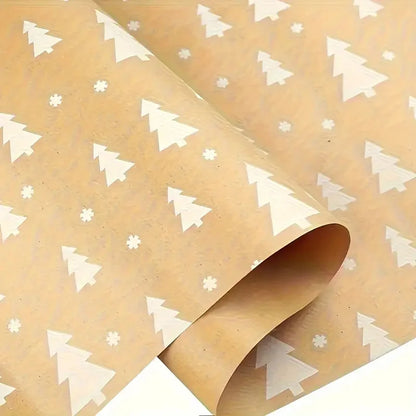 Christmas Gift Wrapping Paper Roll – Snowflake & Tree Pattern (16.9" × 590") Eco-Friendly Holiday Packaging for Presents (2025 Edition)