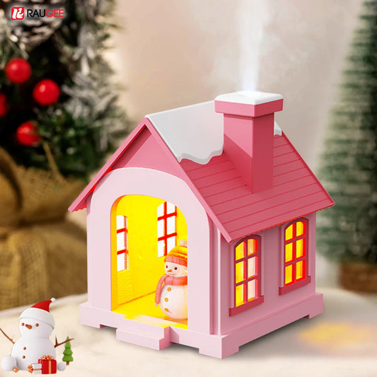 Micro Snow House Humidifier – 7-Colour LED Landscape Diffuser with Adjustable Mist Modes for Bedroom, Office & Car (2025 Edition)
